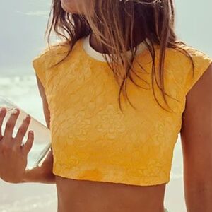 Free People FP Beach Large L sonny tee rash guard cover up nwt free-set yellow